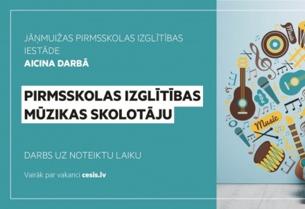 Pirmsskolas izglītības mūzikas skolotājs Jāņmuižas PII