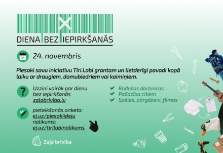 Piesaki ideju un saņem "Tīri.Labi. Diena bez iepirkšanās" grantu