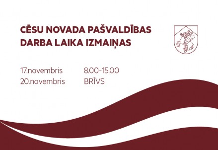 Pašvaldības darba laika izmaiņas valsts svētku laikā