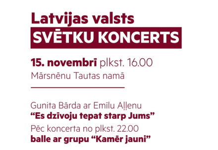 Latvijas valsts svētku koncerts un balle Mārsnēnos
