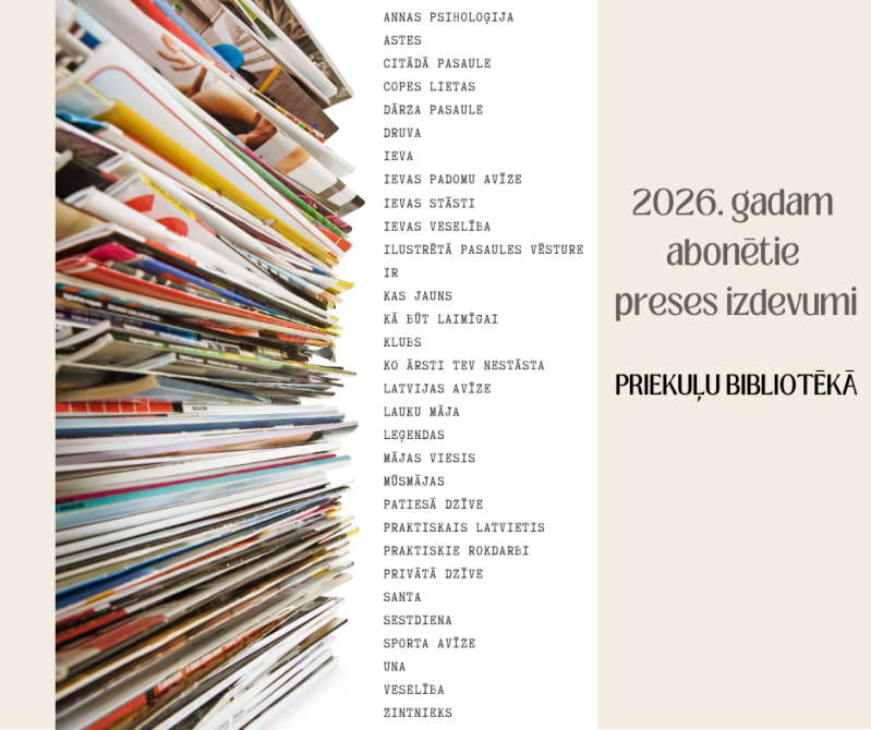 2026. gadam abonētie preses izdevumi Priekuļu pagasta bibliotēkā