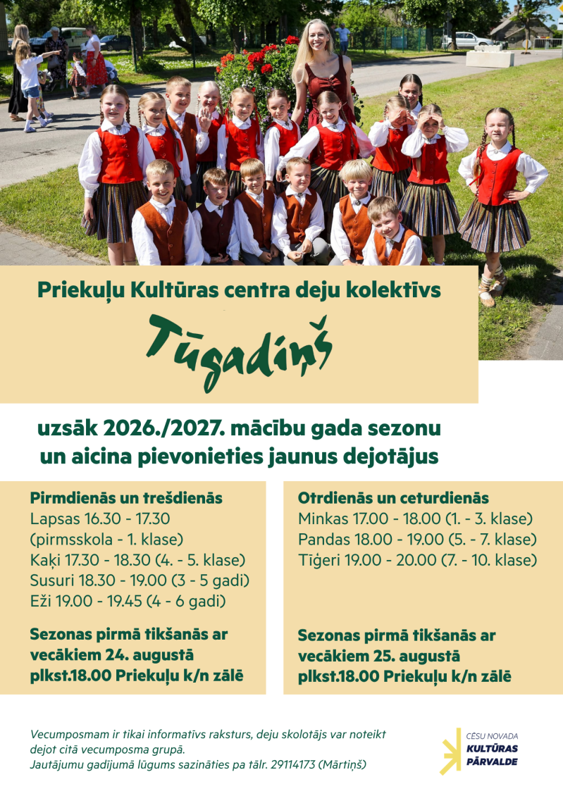 DK “Tūgadiņš" aicina pievienoties jaunus dejotājus