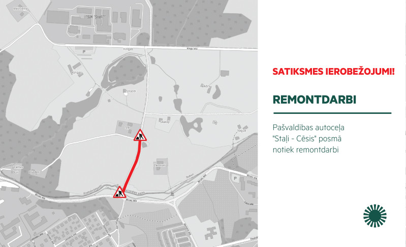 Remontdarbi ceļa "Staļi-Cēsis" posmā